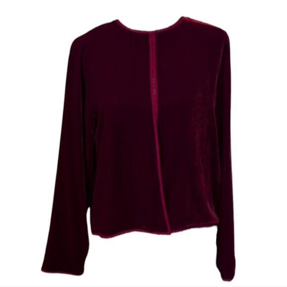 Eileen Fisher velvet jacket burgundy red size M - Picture 1 of 10